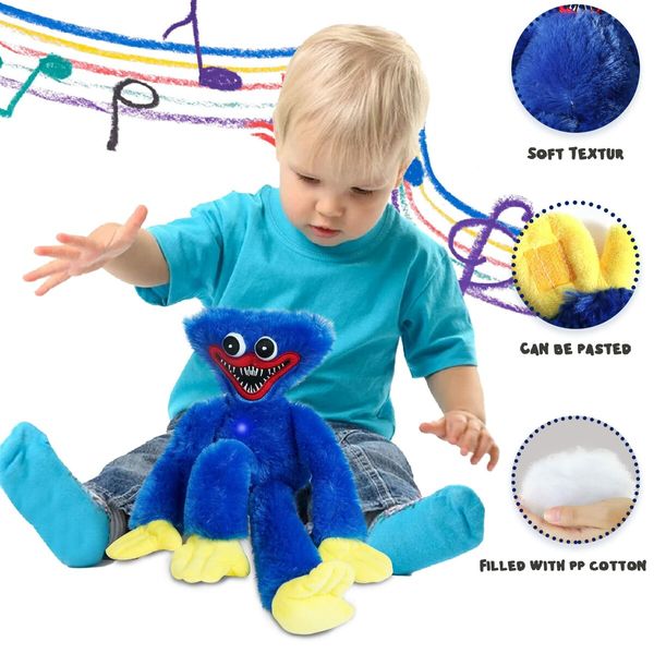 Glowing Singing Huggy Wuggy Plush Toys  Poppy Playtime Toy 40cm Monster Horror Doll Gifts Color Blue