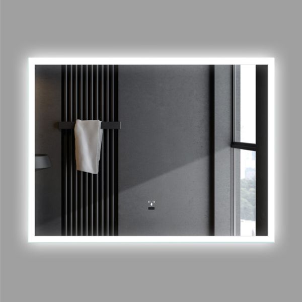 LED Inductive Bathroom Mirror Anti-Fog Vanity Mirrors with Lights Wall Mounted Lighted Mirror 80x60cm