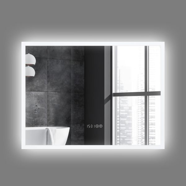 LUXSUITE Bathroom Mirror Smart Fogless LED Rectangular Wall Mounted for Shower Vanity Salon 80X60cm