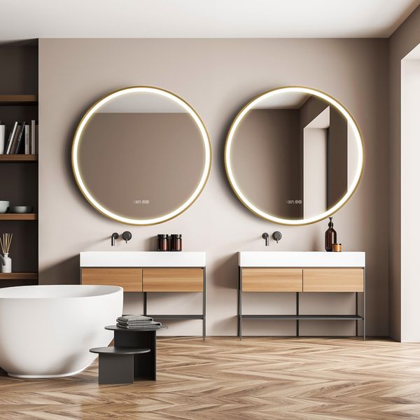 LUXSUITE Bathroom Mirror Smart LED Fogless Round Wall Mounted for Shower Vanity Salon 80cm