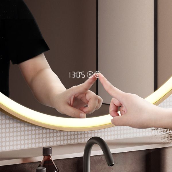 LUXSUITE Bathroom Mirror Smart LED Fogless Round Wall Mounted for Shower Vanity Salon 80cm