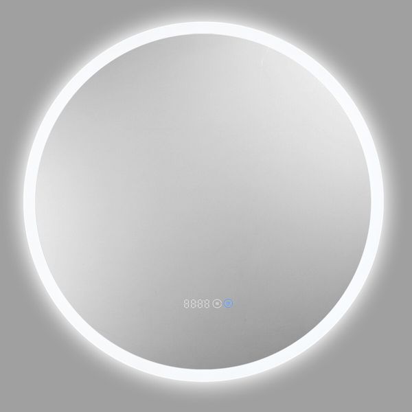 LUXSUITE Bathroom Mirror LED Fogless Smart Round Wall Mounted for Vanity Shower Salon 80cm