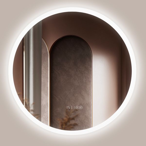 LUXSUITE Bathroom Mirror LED Fogless Smart Round Wall Mounted for Vanity Shower Salon 80cm