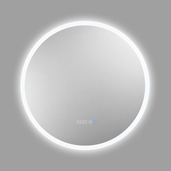 LUXSUITE Bathroom Mirror Smart Round LED Fogless Wall Mounted for Salon Vanity Shower 60cm