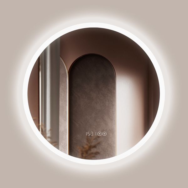 LUXSUITE Bathroom Mirror Smart Round LED Fogless Wall Mounted for Salon Vanity Shower 60cm