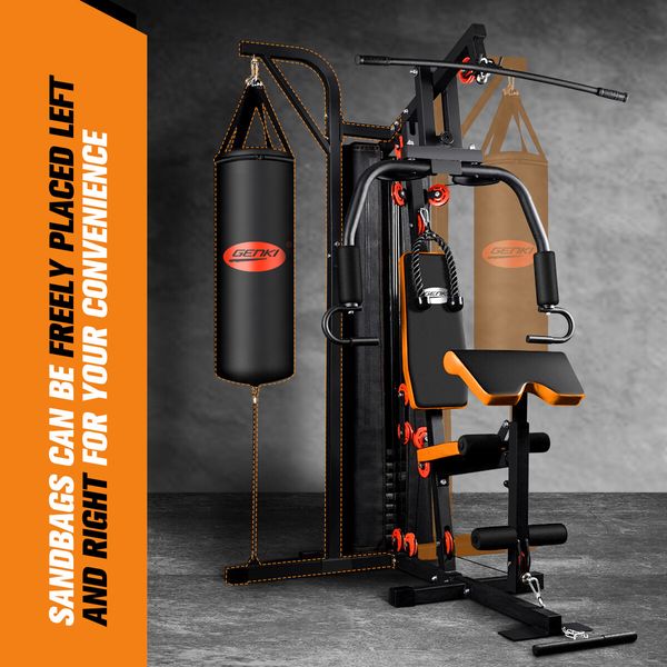 GENKI Multi Function Home Gym Weight Station Equipment Exercise Workout Machine with Punching Bag