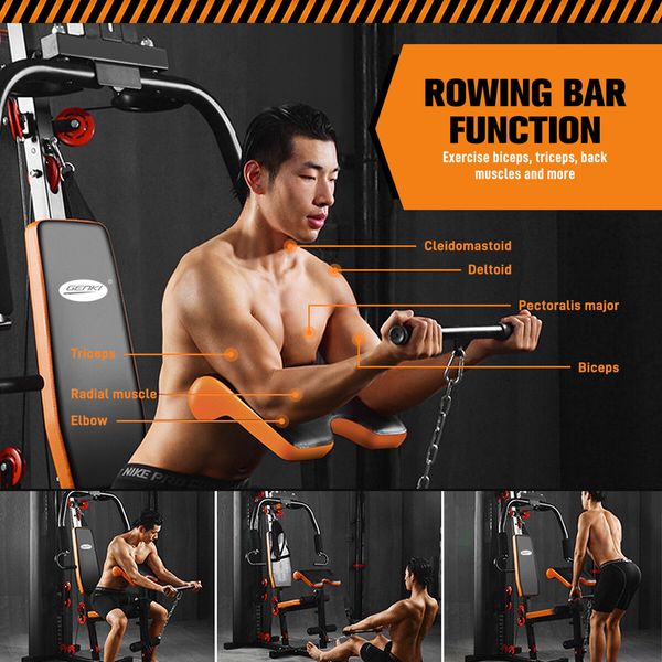 GENKI Multi Function Home Gym Weight Station Equipment Exercise Workout Machine with Punching Bag