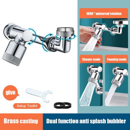 Arm Faucet 1080 Rotating Aerator Splashproof Filter Kitchen Faucet Extension Faucet Adapter Universal Kitchen Tools