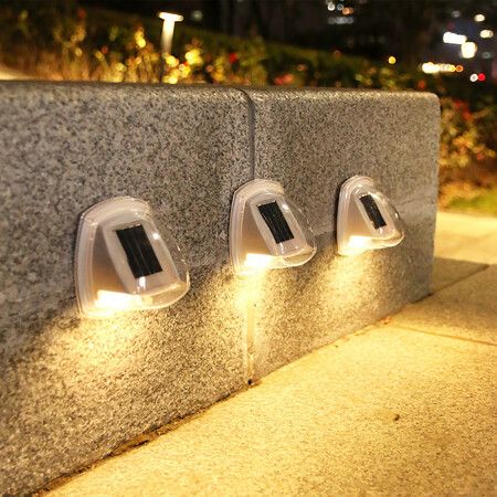 2PCS Solar LED Fence Wall Warm Light Transparent Outdoor Waterproof Garden Wall-mounted Lamp