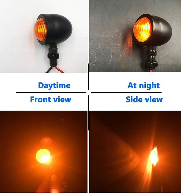 Universal Motorcycle Turn Signals Amber Turn Signals Light (1 Pack) Black