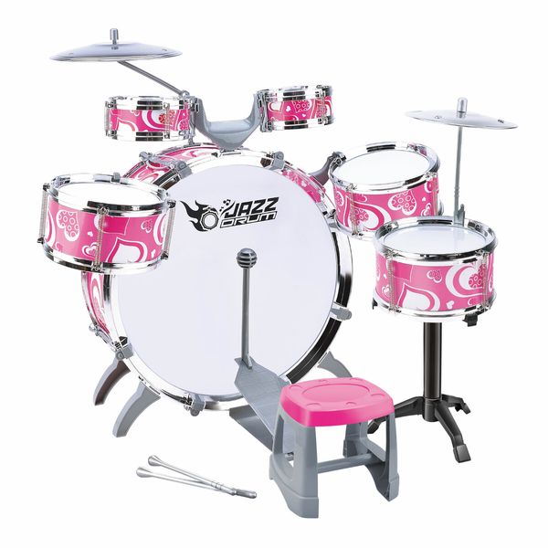 Jazz Drum Play Set For Kid Toddler Musical Educational Instrument Toy Plastic Pink 10 Pieces