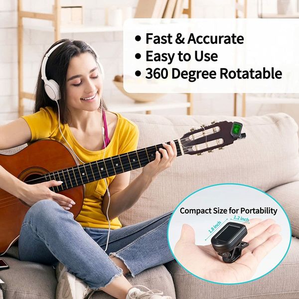 Guitar Tuner Clip on Chromatic Digital Tuner for Acoustic Guitars Violin Ukulele Bass