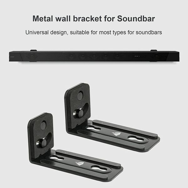 Universal Soundbar Wall Mount Brackets Floating Shelf Sound Bar Speaker Holders Metal Black Stand Kit