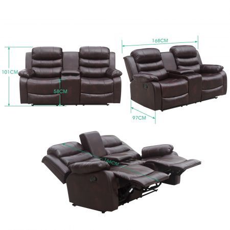 Luxsuite 3 Pcs Recliner Sofa Sets Leather Lounge Sofa Recliner Couch Manual Reclining Sofa Love Seat 6 Seaters for Living Room