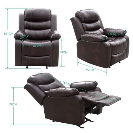 Luxsuite 3 Pcs Recliner Sofa Sets Leather Lounge Sofa Recliner Couch Manual Reclining Sofa Love Seat 6 Seaters for Living Room