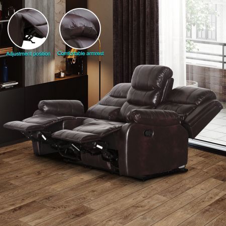 Luxsuite 3 Pcs Recliner Sofa Sets Leather Lounge Sofa Recliner Couch Manual Reclining Sofa Love Seat 6 Seaters for Living Room