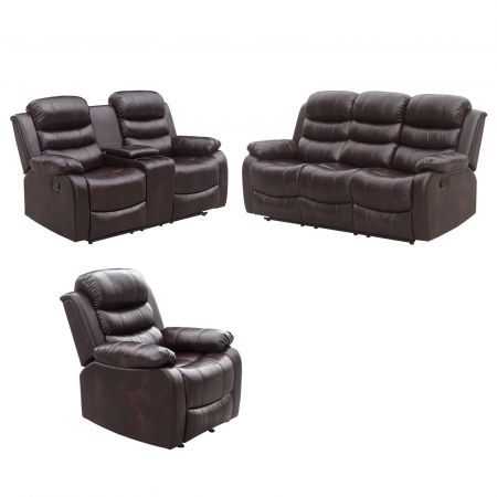 Luxsuite 3 Pcs Recliner Sofa Sets Leather Lounge Sofa Recliner Couch Manual Reclining Sofa Love Seat 6 Seaters for Living Room