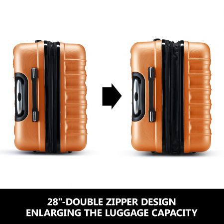 2 PCS Luggage Set Travel Suitcases Hard Carry On Rolling Trolley Lightweight with TSA Lock Orange