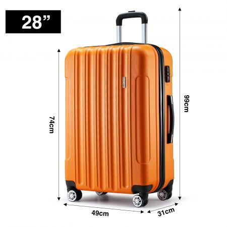 2 PCS Luggage Set Travel Suitcases Hard Carry On Rolling Trolley Lightweight with TSA Lock Orange