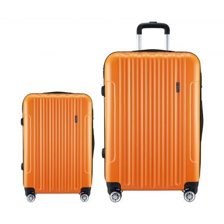 2 PCS Luggage Set Travel Suitcases Hard Carry On Rolling Trolley Lightweight with TSA Lock Orange