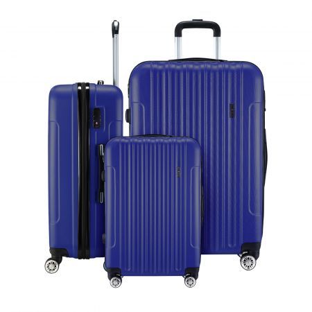 3PCS Luggage Set Hard Travel Suitcases Carry On Lightweight Trolley with TSA Lock 2 Covers Royal Blue