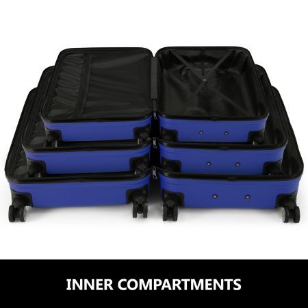 3PCS Luggage Set Hard Travel Suitcases Carry On Lightweight Trolley with TSA Lock 2 Covers Royal Blue