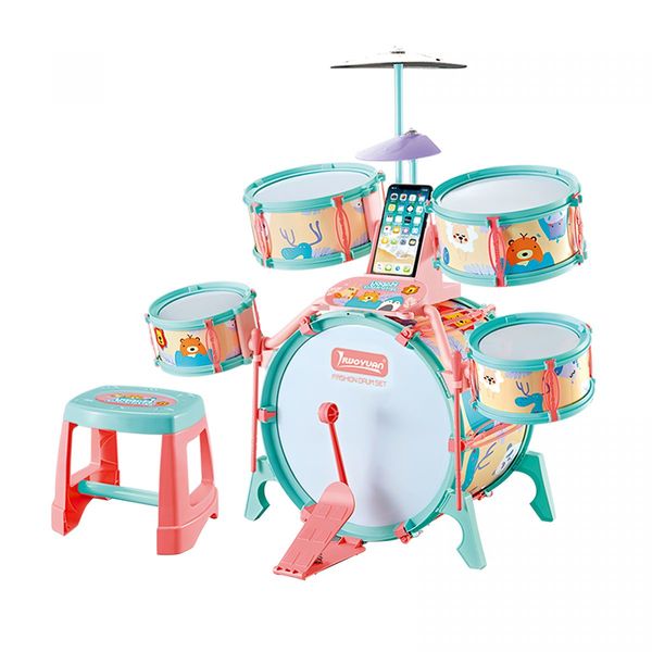 Jazz Drum Play Set Dynamic for Toddler Kid Educational Musical Instrument Toy Plastic Colourful 17 Pieces