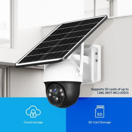 4G Solar Security Camera Wireless Outdoor CCTV Home Surveillance System with Battery Remote Control x2