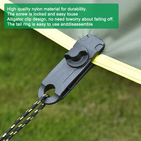 Tarpaulin Clip Tent Canopy Clip Buckle Outdoor Wind Rope Clamps Reusable Awning Mountaineering Camping Accessories Green 8 Pack