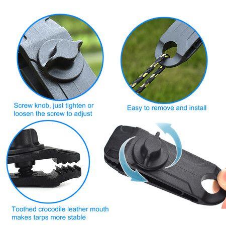 Tarpaulin Clip Tent Canopy Clip Buckle Outdoor Wind Rope Clamps Reusable Awning Mountaineering Camping Accessories Green 8 Pack