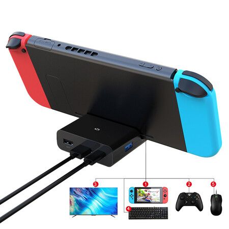 HDMI-Compatible 2.0A Mini Portable Dock Charger Charging Base for Nintendo HD Switch TV Dock Adapter