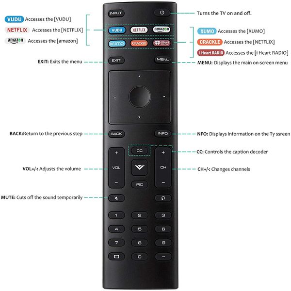 Universal Remote Control, XRT136 for VIZIO All LED LCD HD 4K UHD HDR Smart TVs