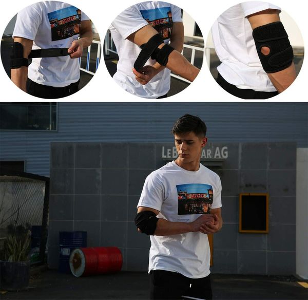 Adjustable Elbow Brace Great for Tennis Elbow, Tendonitis, Support and Relieves Pain (Black)