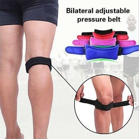 Protective Knee Belt with pad, Adjustable Knee Tendon Support, Effective Ligament And Joint Pain Relief - Black