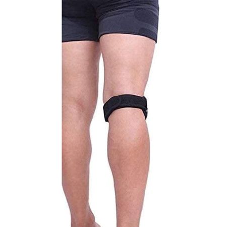 Protective Knee Belt with pad, Adjustable Knee Tendon Support, Effective Ligament And Joint Pain Relief - Black