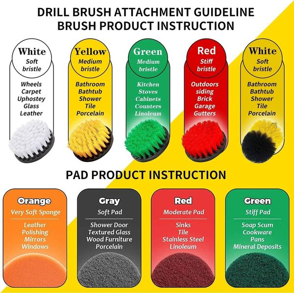 Drill Brush Attachments Set 23 Piece Scrub Pads & Sponge Power Scrubber Brush with Extend Long Attachment All Purpose Clean