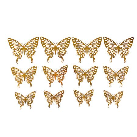 3D Butterfly Wall Stickers 3 Sizes, Gold Butterfly Decorations for Birthday Decorations Party Decorations Cake Decorations, Removable Room Decor for Kids Nursery Classroom Wedding Decor Gold 48 Pcs