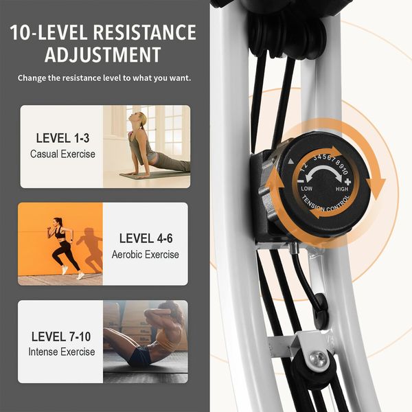 3 In 1 Exercise X Bike Trainer Recumbent Home Gym Fitness Workout Equipment Upright Bicycle Machine Folding 10 Resistance Band Backrest