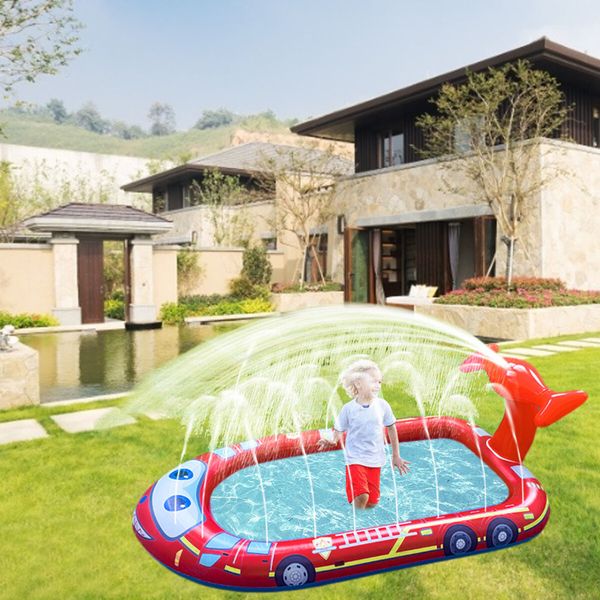 Fire Truck Sprinkler Pool Outdoor 3-in-1 Inflatable PVC Splash Pad for Kids