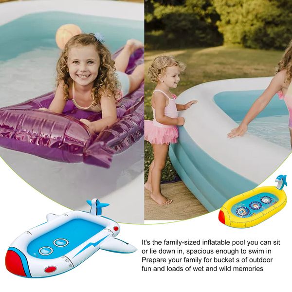 Air Plane Sprinkler Pool Outdoor 3-in-1 Inflatable PVC Splash Pad for Kids