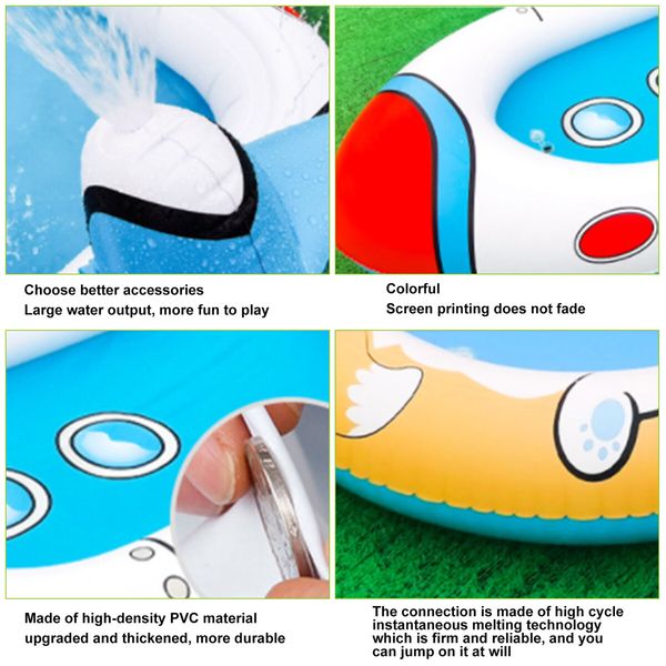 Air Plane Sprinkler Pool Outdoor 3-in-1 Inflatable PVC Splash Pad for Kids