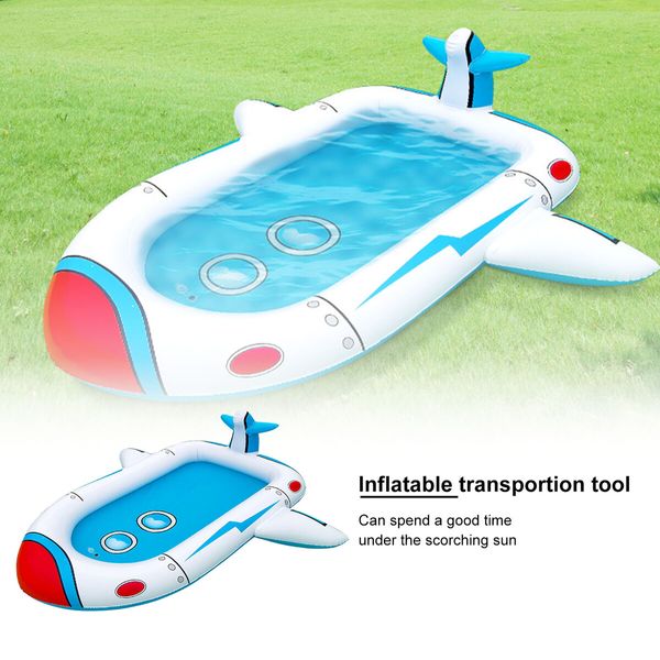 Air Plane Sprinkler Pool Outdoor 3-in-1 Inflatable PVC Splash Pad for Kids