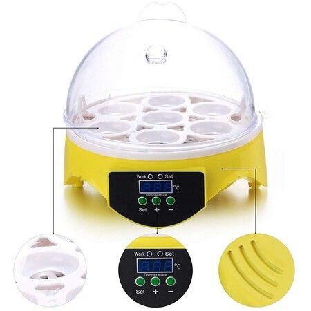 7 Eggs Incubators Hatching Eggs, Temperature Control and LED Display for Chicken Duck and Goose Eggs