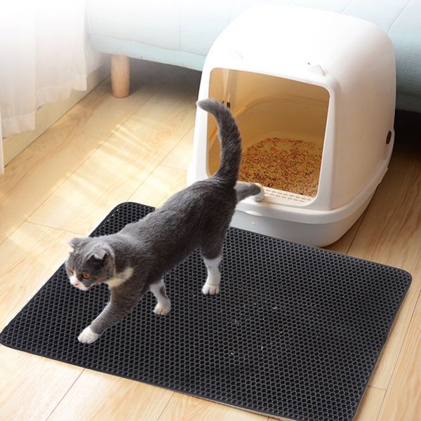 Double-layer honeycomb Pieviev Cat Litter Mat EVA Removable Waterproof  Urine Proof Mat