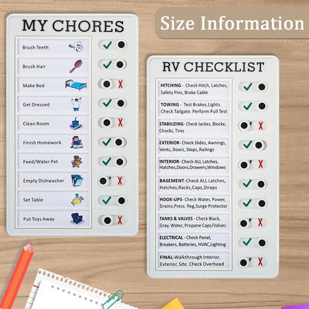 1pcs Diy blank Memo Plastic Board Chart Reusable RV Checklist Checklist Daily Planner Responsibility Behavior