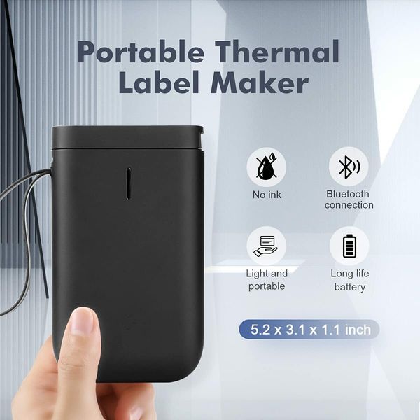 Portable Wireless Connection Label Printer Maker Multiple Templates Available for Phone Pad Office Home Organization