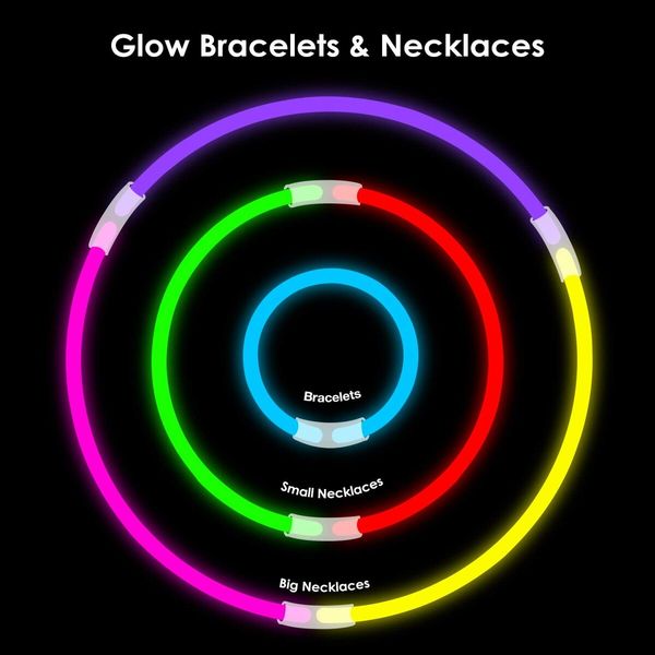 100 Glow Sticks Bulk Party Supplies Glow in The Dark Fun Party Pack with 8" Glowsticks and Connectors for Bracelets and Necklaces