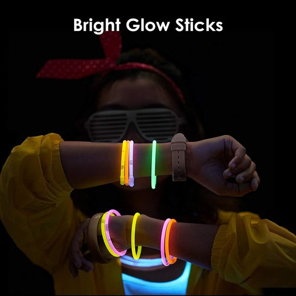 100 Glow Sticks Bulk Party Supplies Glow in The Dark Fun Party Pack with 8" Glowsticks and Connectors for Bracelets and Necklaces