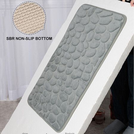 Home Cobblestone Embossed Door Carpet 3d Door Mat Bathroom Door Foam Absorbent Non-slip Floor Mat Gray Color