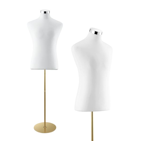 Male Mannequin Dressmakers Dummy Display Stand Manikin Torso Dress Form Metal Base 165-185cm White 